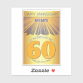 60 Jaar | Gouden Straal 12 Stappen AANGEPASTE NAAM Sticker (Vel)