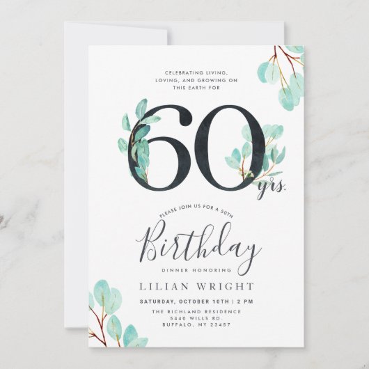 60 jaar groei | 60e verjaardag | Eucalyptus Kaart (Voorkant)