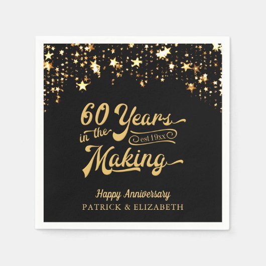 60 JAAR IN DE MAKING 50th Jubileum sterren Servet (Voorkant)