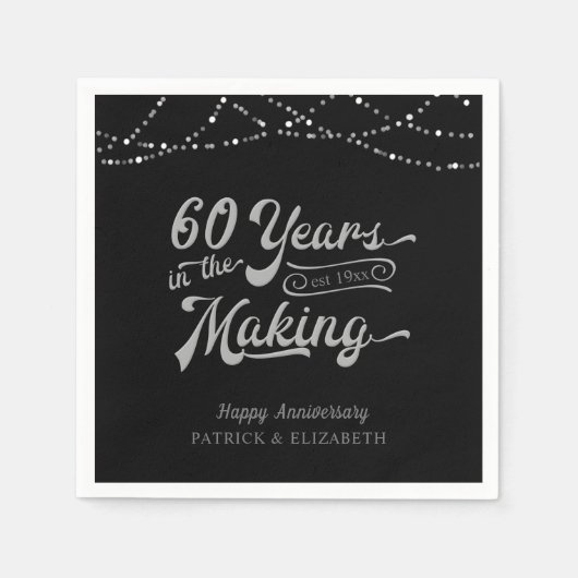 60 JAAR IN WORDING 60ste Jubileum Verlichting Servet (Voorkant)