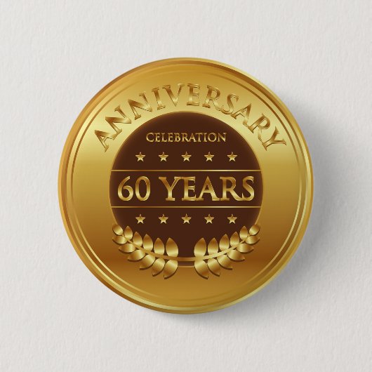 60 jaar Jubileum Gold Ronde Button 5,7 Cm (Voorkant)