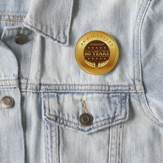 60 jaar Jubileum Gold Ronde Button 5,7 Cm (In situ)