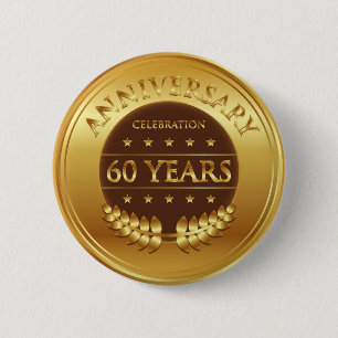 60 jaar Jubileum Gold Ronde Button 5,7 Cm