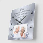 60 jaar Jubileum voor bruiloft met FOTO Vierkante Klok (Hoek)