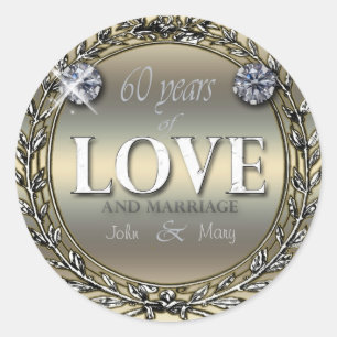 60 jaar liefde ronde sticker
