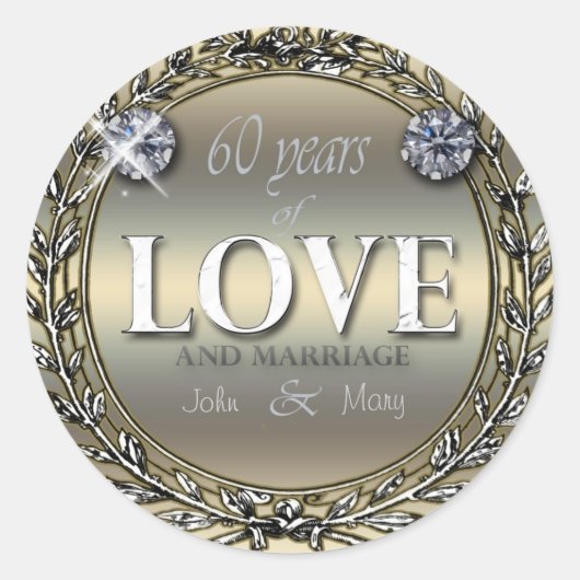 60 jaar liefde ronde sticker (Voorkant)