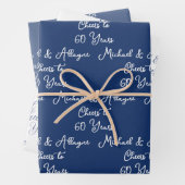 60 jaar Navy Blue 60th Jubileum Inpakpapier Vel (In situ)