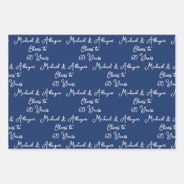 60 jaar Navy Blue 60th Jubileum Inpakpapier Vel