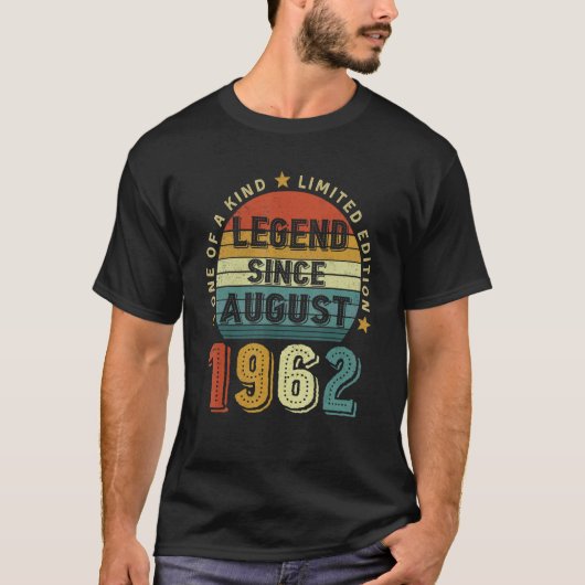 60 jaar oud 60e verjaardag legende sinds augustus t-shirt (Voorkant)