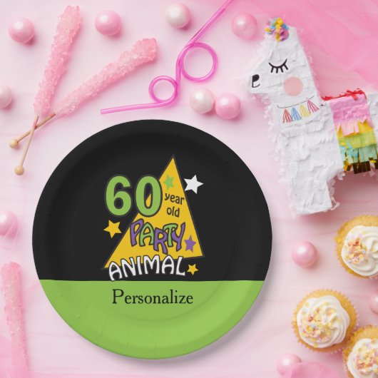60 jaar oud dier - 60e verjaardag papieren bordje (Feest)