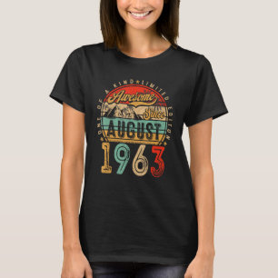 60 jaar oud Geweldige sinds augustus 1963 60e gebo T-shirt