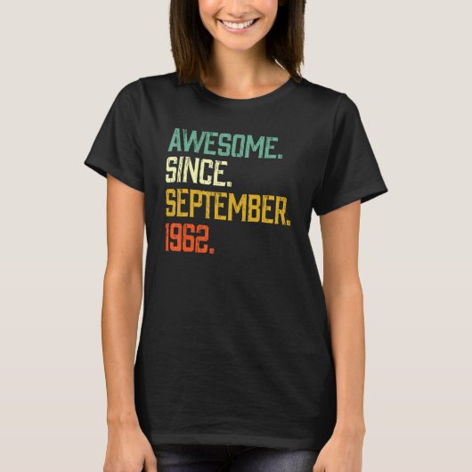 60 jaar oud Geweldige sinds september 1962 60th Bi T-shirt (Voorkant)