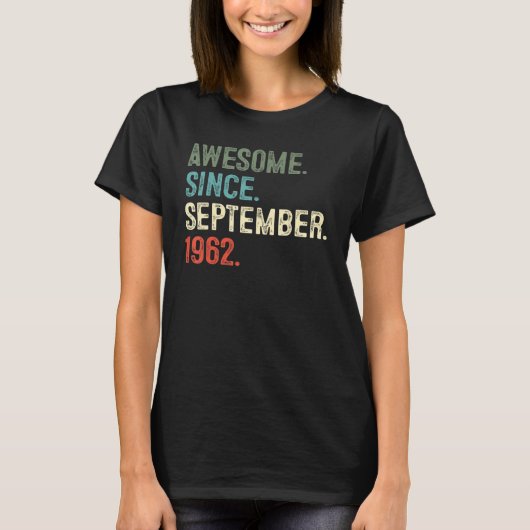 60 jaar oud Geweldige sinds september 1962 60th Bi T-shirt (Voorkant)