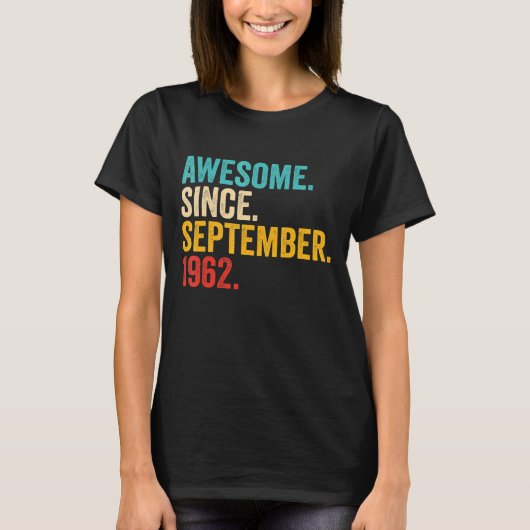 60 jaar oud Geweldige sinds september 1962 60th Bi T-shirt (Voorkant)