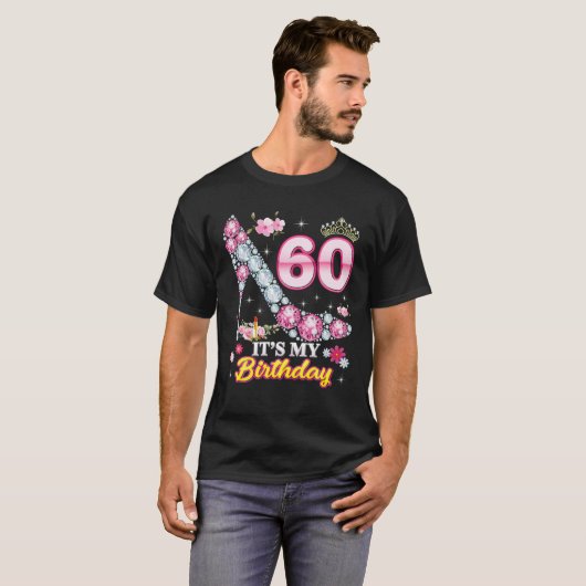 60 jaar oud Het is mijn 60e verjaardag, roze Diamo T-shirt (Voorkant volledig)