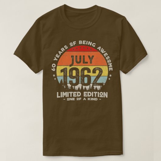 60 jaar Oud juli 1962 Limited Edition 60th Birthd T-shirt (Design voorkant)