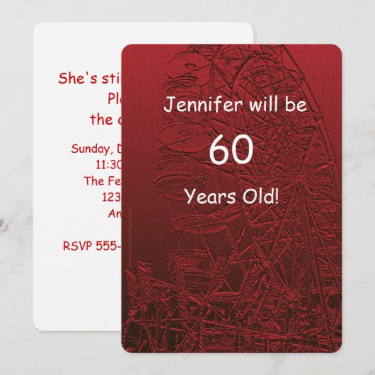 60 jaar oud vogelfeest tweeslachtig reuzenrad kaart (Voorkant / Achterkant)