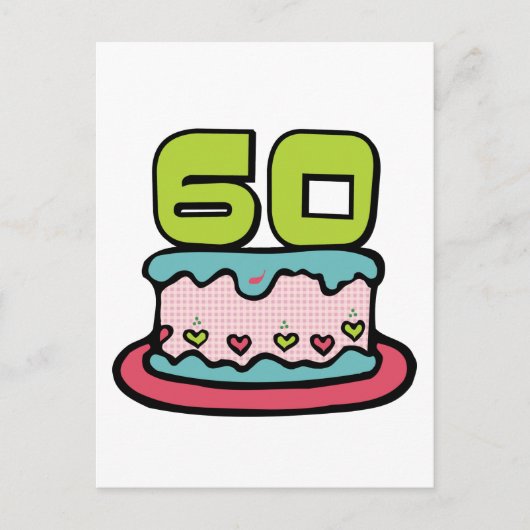 60 jaar oude Birthday Cake Briefkaart (Voorkant)