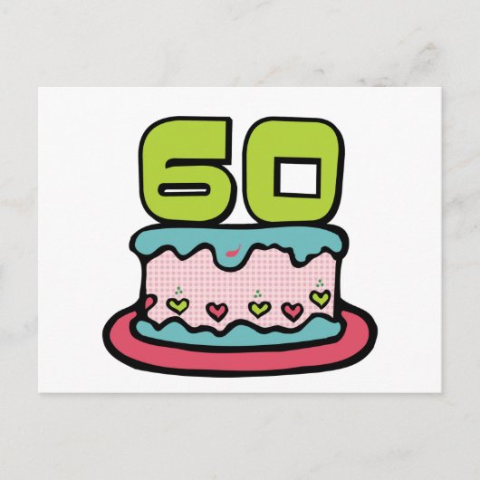 60 jaar oude Birthday Cake Briefkaart (Voorkant)