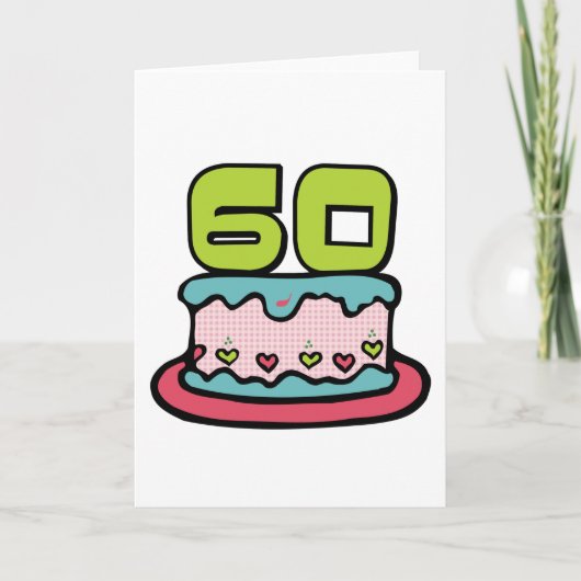 60 jaar oude Birthday Cake Kaart (Voorkant)