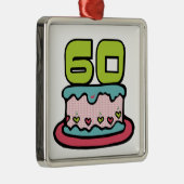 60 jaar oude Birthday Cake Metalen Ornament (Rechts)