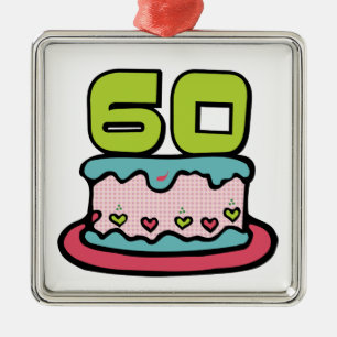 60 jaar oude Birthday Cake Metalen Ornament