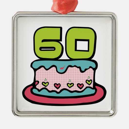 60 jaar oude Birthday Cake Metalen Ornament (Voorkant)