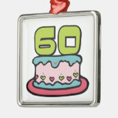 60 jaar oude Birthday Cake Metalen Ornament (Links)