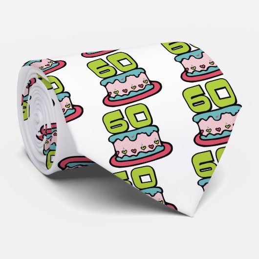 60 jaar oude Birthday Cake Stropdas (Opgerold)