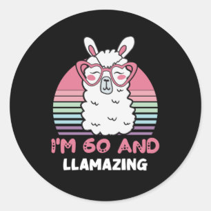 60 jaar oude dag Llamazing 60e verjaardag Llama Ronde Sticker