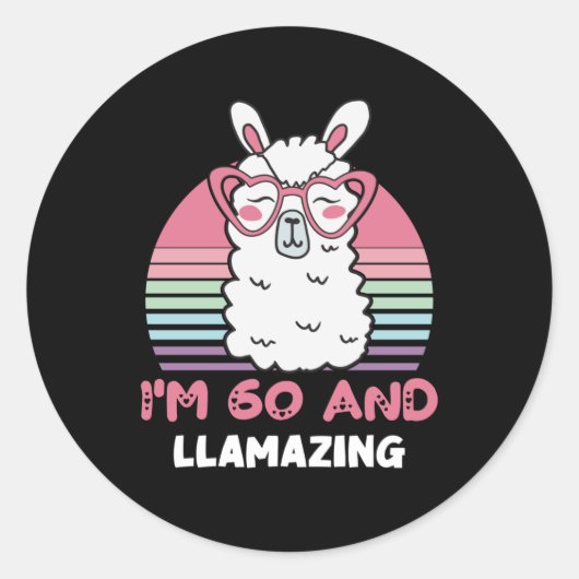 60 jaar oude dag Llamazing 60e verjaardag Llama Ronde Sticker (Voorkant)