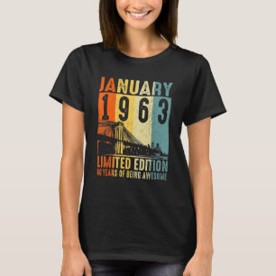 60 jaar oude geschenken januari 1963 60ste geboor t-shirt