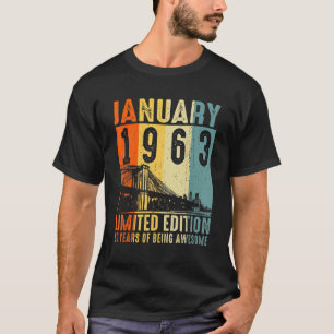 60 jaar oude geschenken januari 1963 60ste geboor t-shirt