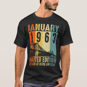 60 jaar oude geschenken januari 1963 60ste geboor t-shirt