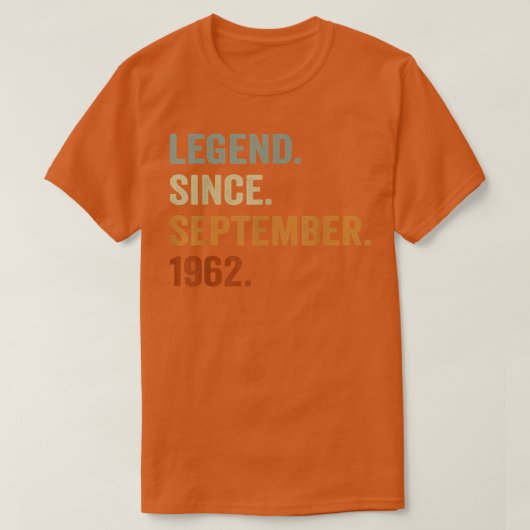 60 jaar oude Gift Legend sinds september 1962 60th T-shirt (Design voorkant)