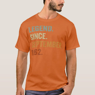 60 jaar oude Gift Legend sinds september 1962 60th T-shirt