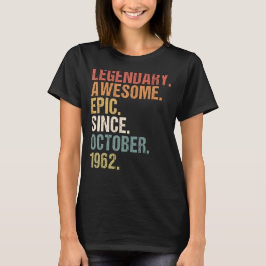 60 jaar oude grappigheid Geweldige sinds oktober 1 T-shirt (Voorkant)