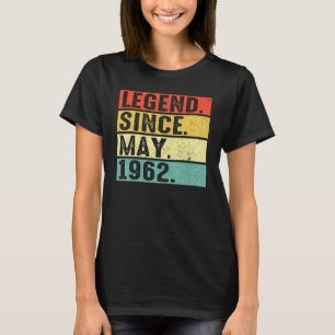 60 jaar oude leggende sinds mei 1962 60e verjaarda t-shirt