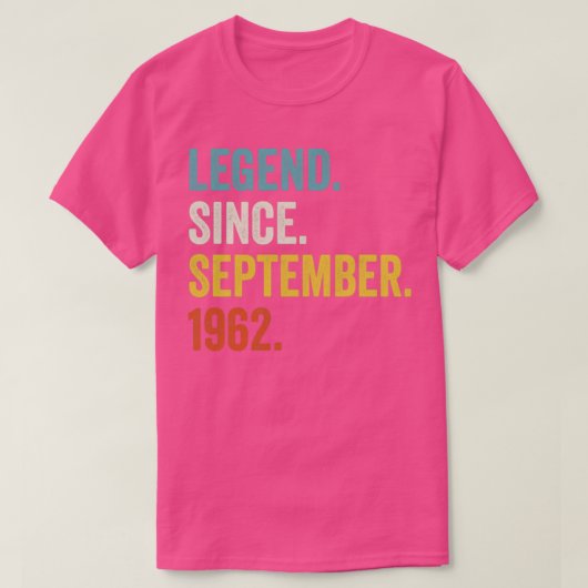 60 jaar oude leggende sinds september 1962 60e geb t-shirt (Design voorkant)