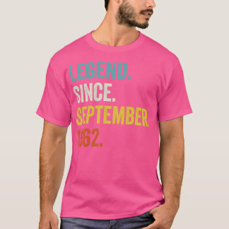 60 jaar oude leggende sinds september 1962 60e geb t-shirt