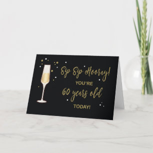 60 Jaar Oude Verjaardag Champagne Goud Glitter Eff Kaart