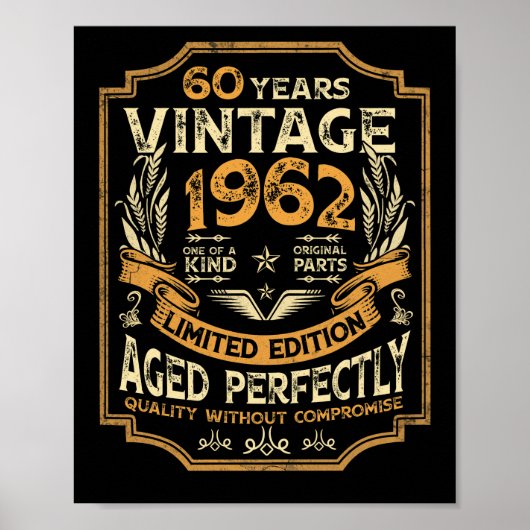 60 jaar oude Vintage 1962 60e verjaardag Poster (Voorkant)