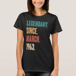 60 jaar oude Vintage 1963, 60 maart, deco T-shirt