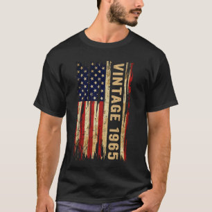 60 jaar oude Vintage 1965 Amerikaanse vlag 60e geb T-shirt