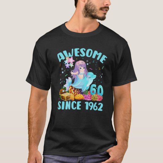 60 jaar oude zeemeermin Geweldige sinds 1962 60e g T-shirt (Voorkant)