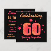 60 jaar Perfection Custom Birthday Invitation Kaart (Voorkant / Achterkant)