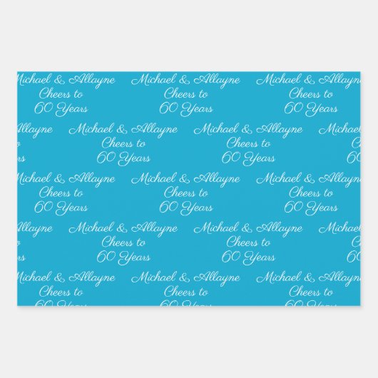 60 jaar Royal Blue 60e Jubileum Inpakpapier Vel (Voorkant 3)