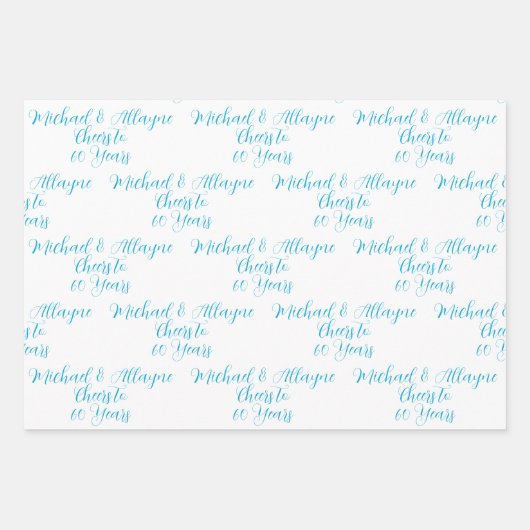 60 jaar Royal Blue 60e Jubileum Inpakpapier Vel (Voorkant 2)