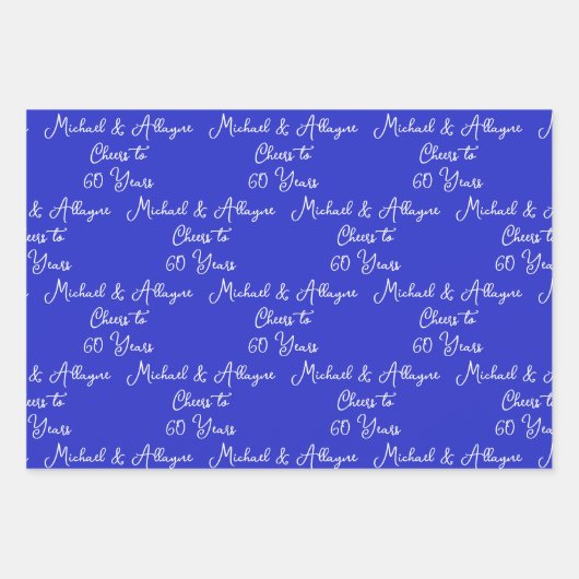 60 jaar Royal Blue 60e Jubileum Inpakpapier Vel (Voorkant)