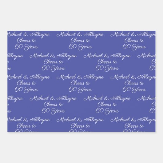 60 jaar roze lavendel 60ste Jubileum Inpakpapier Vel (Voorkant 3)